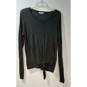Madewell women’s gray lightweight sweater modern tie front size M #35-0883